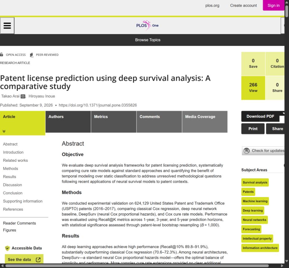 PLOS Oneの論文掲載ページ